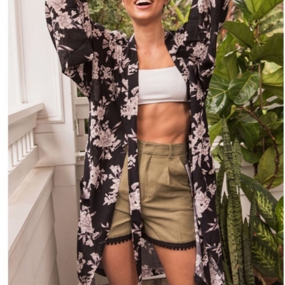 Spiritual Gangster Other - Spiritual Gangster Floral Kimono with Pockets